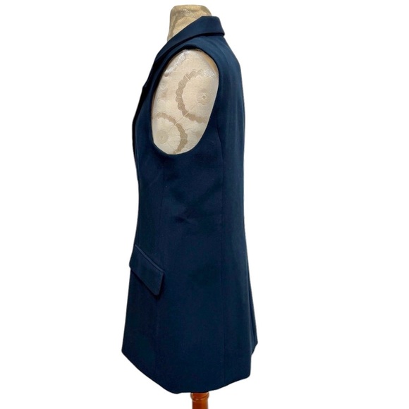 Joie Navy Blue Tailored Vest Sleeveless Blazer Longline Notched Lapel Size 8 NWT - Picture 5 of 13